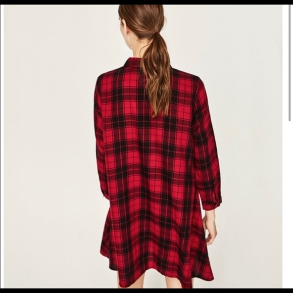 Zara red plaid swing dress - Picture 3 of 4